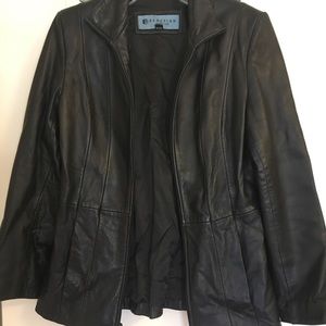 Kenneth Cole Reaction black leather coat Small